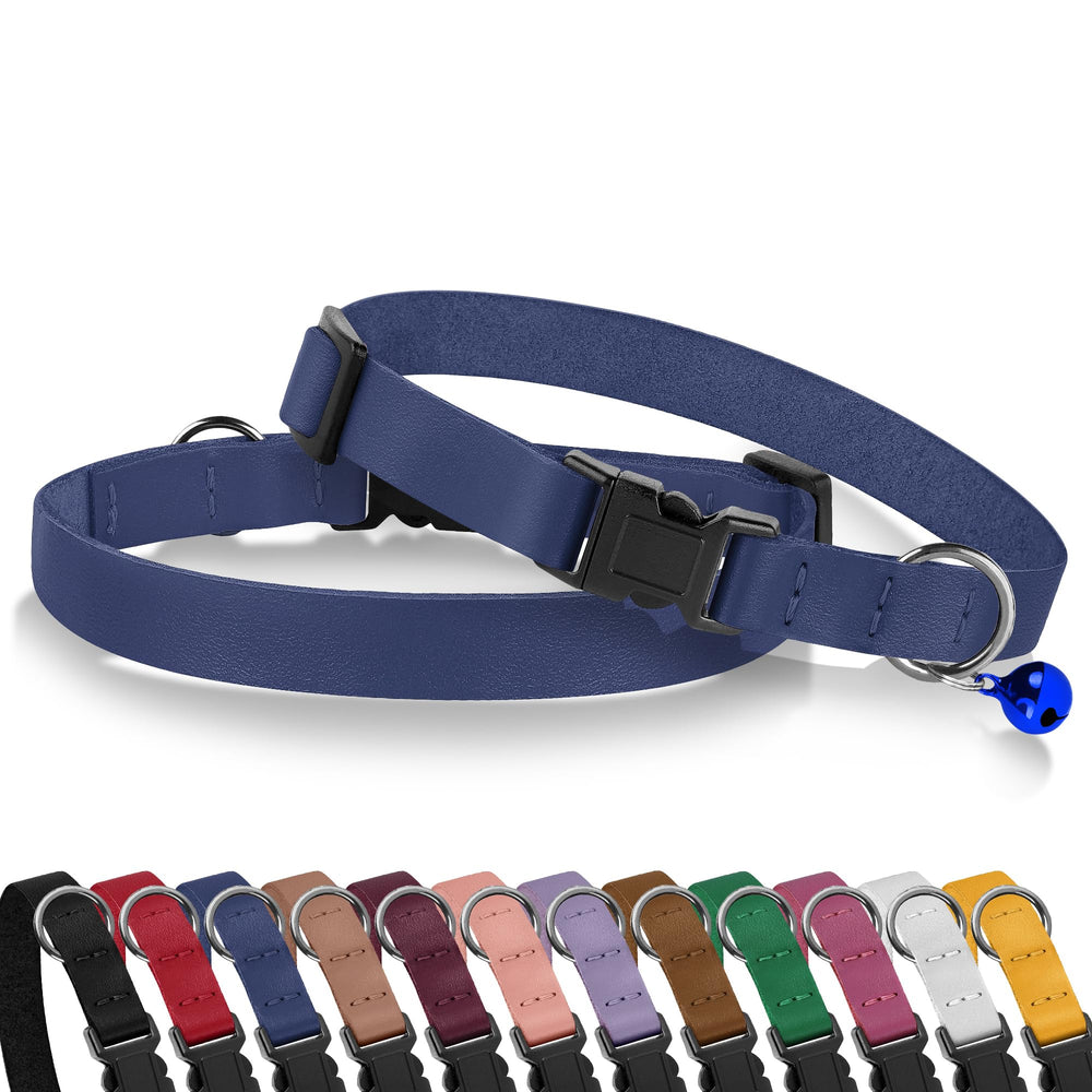 BUDKAS breakaway cat collar worn by cat in home setting.