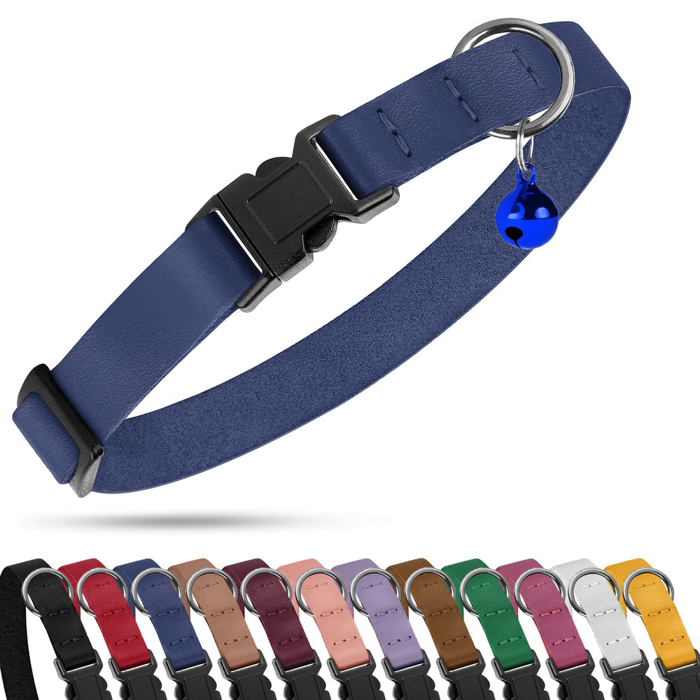BUDKAS breakaway cat collar leather close-up showing soft neck comfort for daily wear.