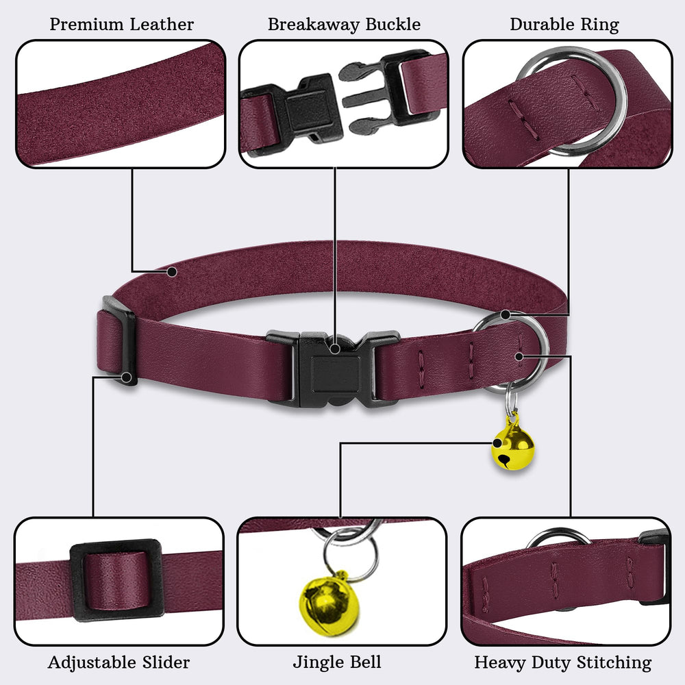 Budkas cat collar soft leather provides comfortable daily wear for kittens and adults