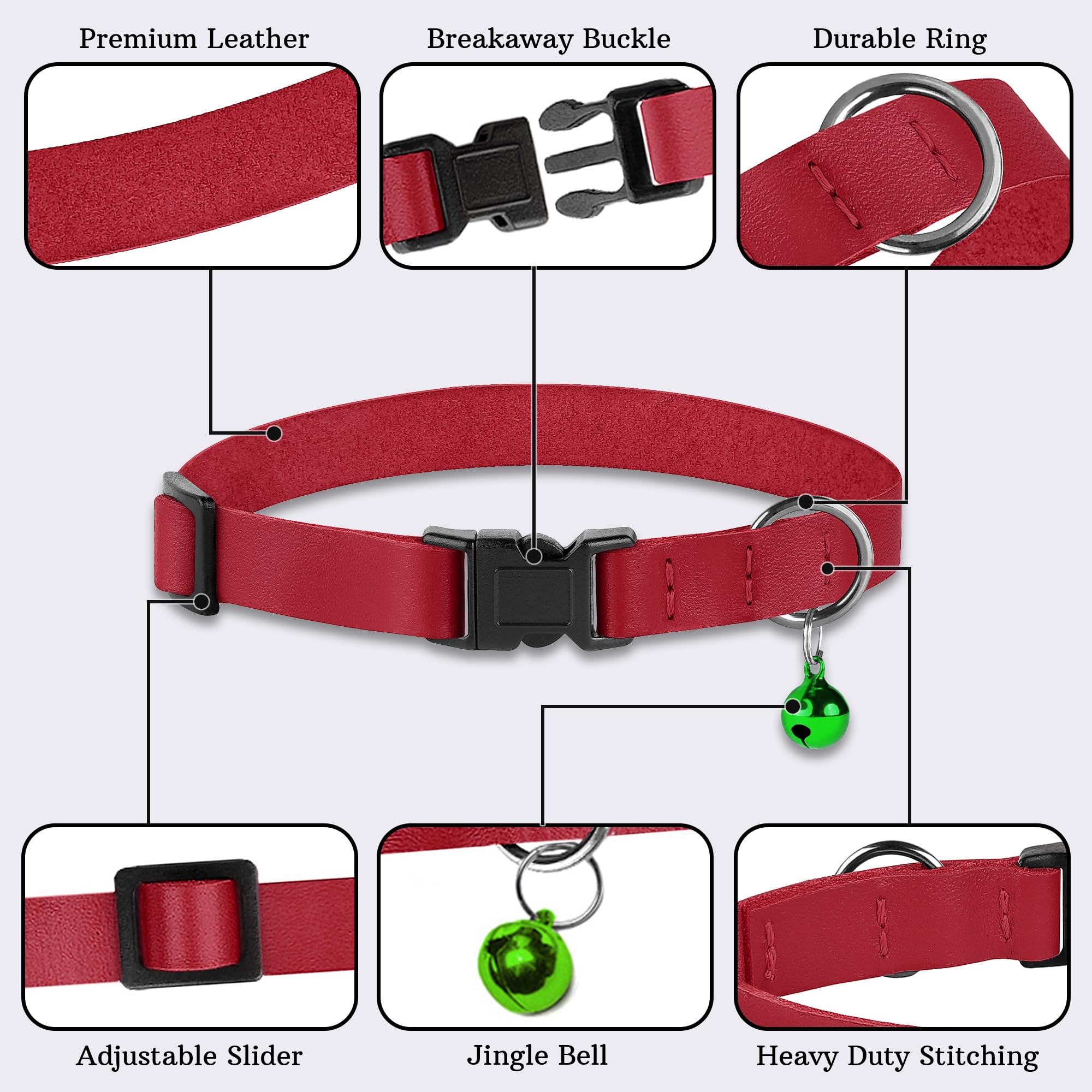 Budkas cat-collar-soft-leather-on-kitten-neck conveys gentle daily wear for small pets.