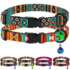 Budkas cat collars tribal pattern close-up highlighting soft nylon for comfy wear