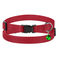 Budkas leather-cat-collar-buckle-detail highlights quick-release safety buckle.