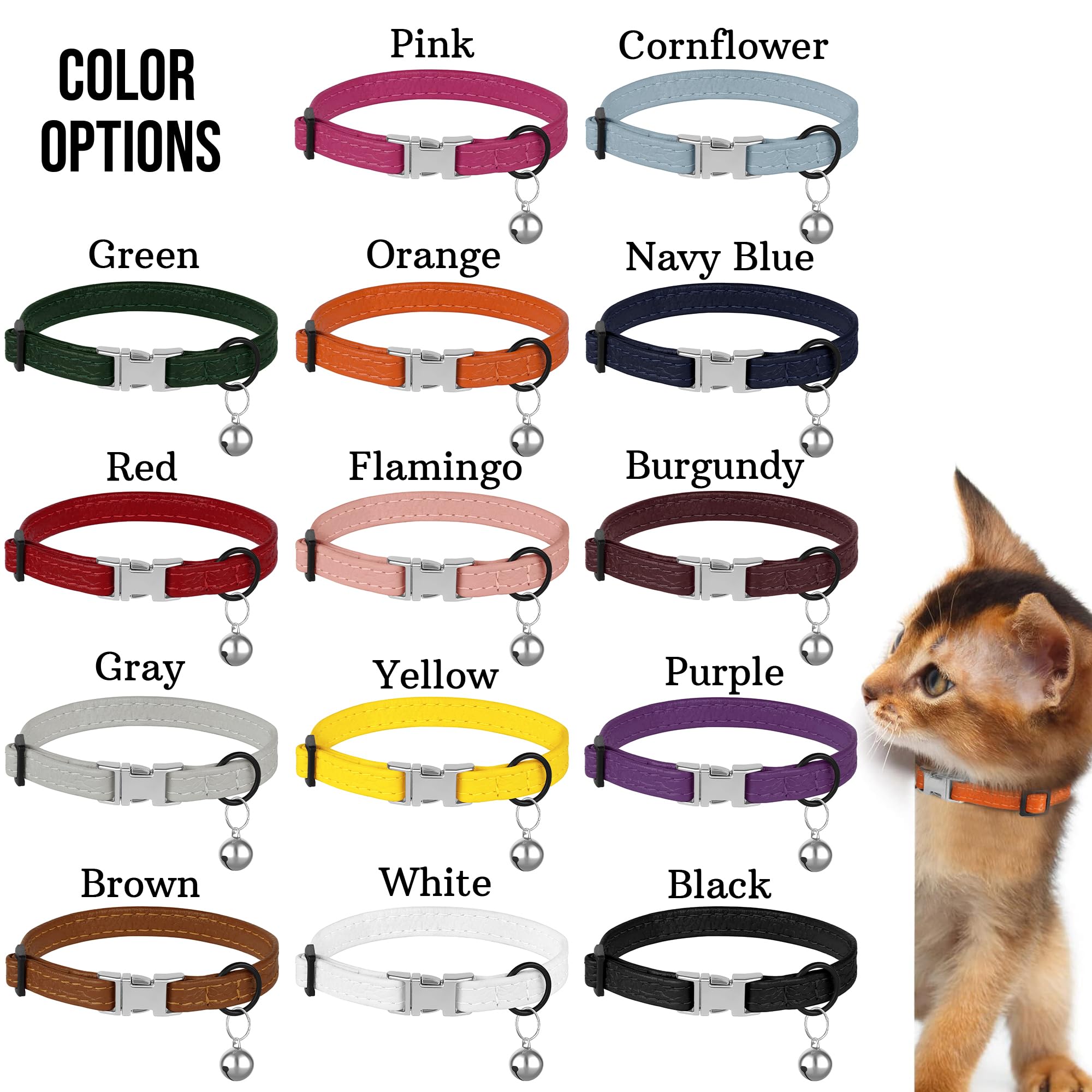 BUDKAS leather cat collar color pink offers stylish option for playful pets.