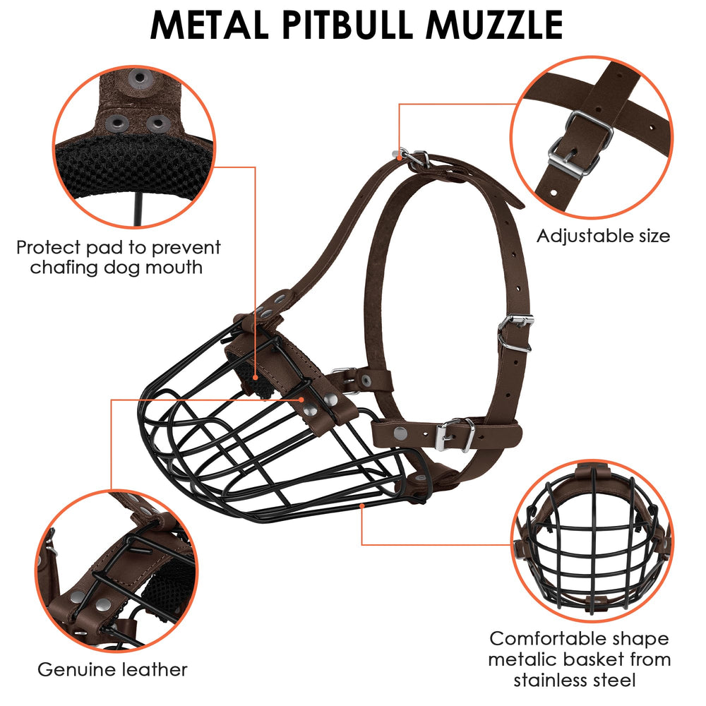 BUDKAS Pitbull Muzzle color options in dark brown illustrate stylish, functional design.