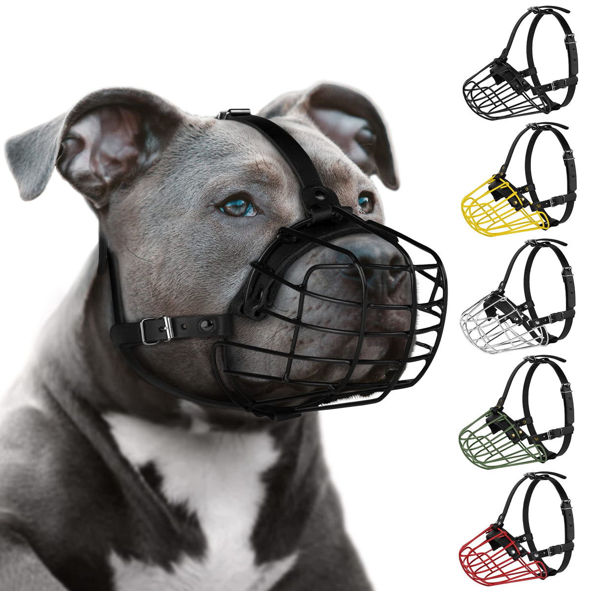 BUDKAS Pitbull Muzzle metal mask for secure protection on large dogs during walks