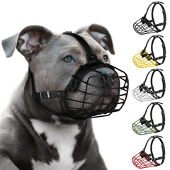 BUDKAS Pitbull Muzzle metal mask for secure protection on large dogs during walks