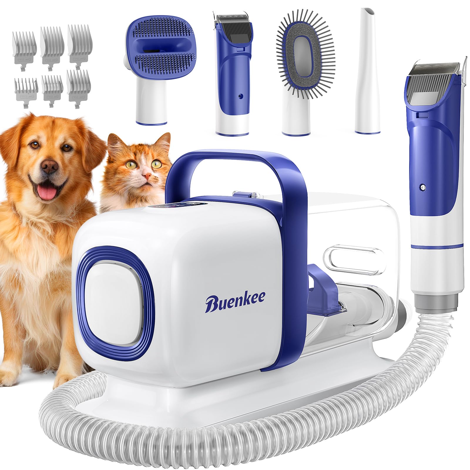 buenkee dog grooming kit front view shows all-in-one design for mess-free grooming
