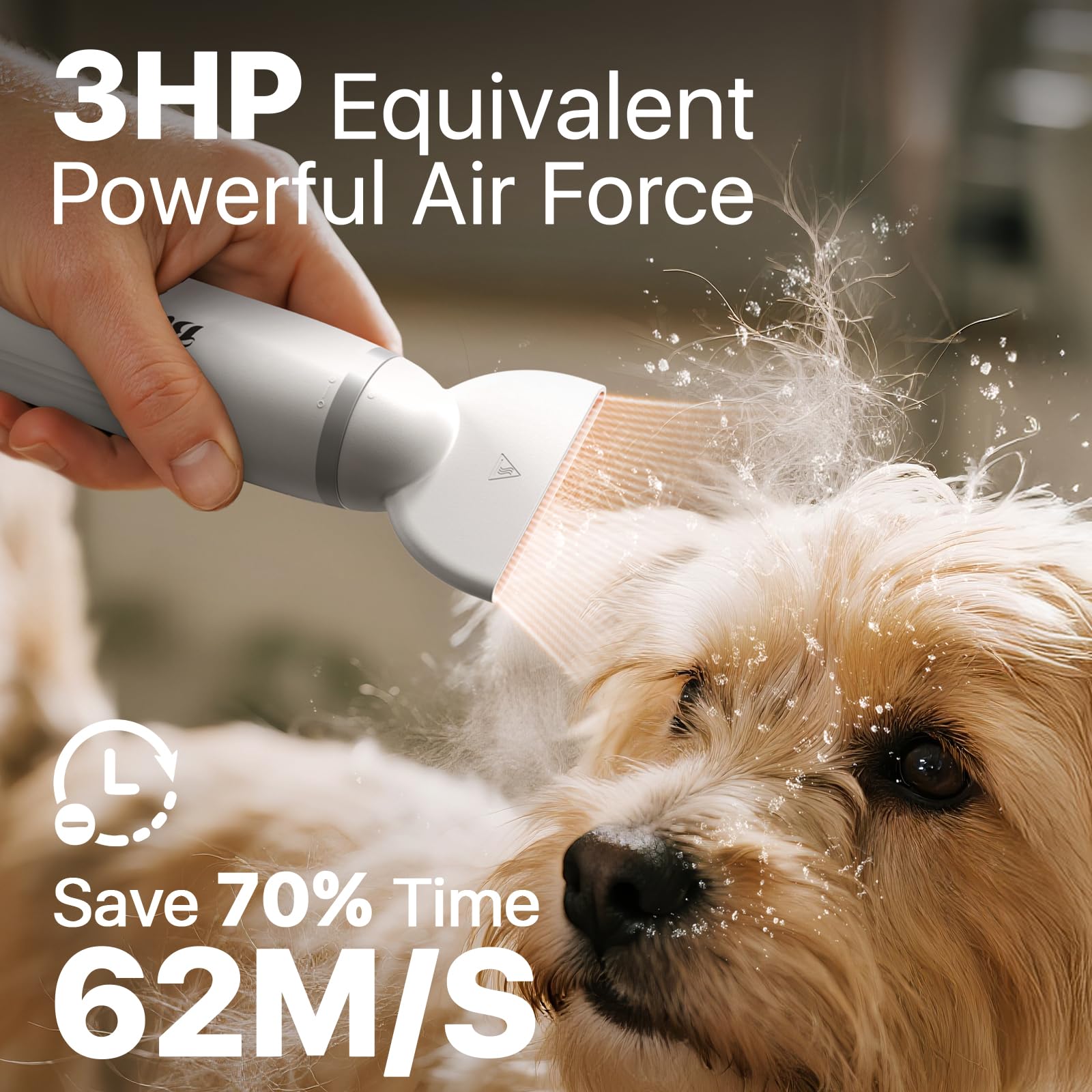 The buenkee dryer with three speeds and four temps enables versatile grooming.