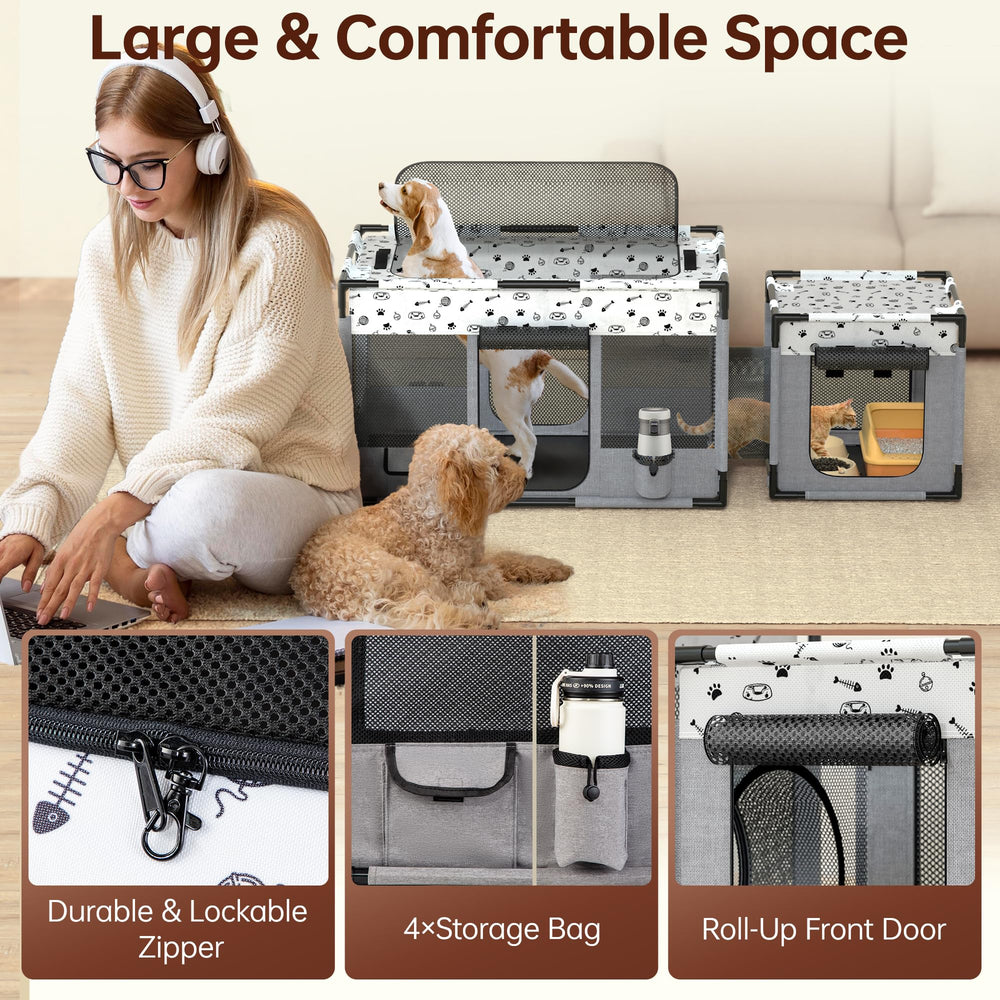BUFOR cat playpen folded-flat design saves space when not in use.