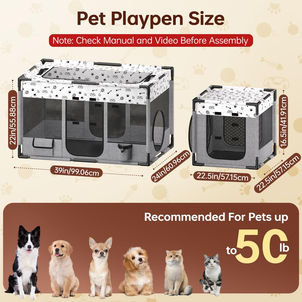 BUFOR portable cat playpen PVC frame illustrates sturdy construction and space efficiency.