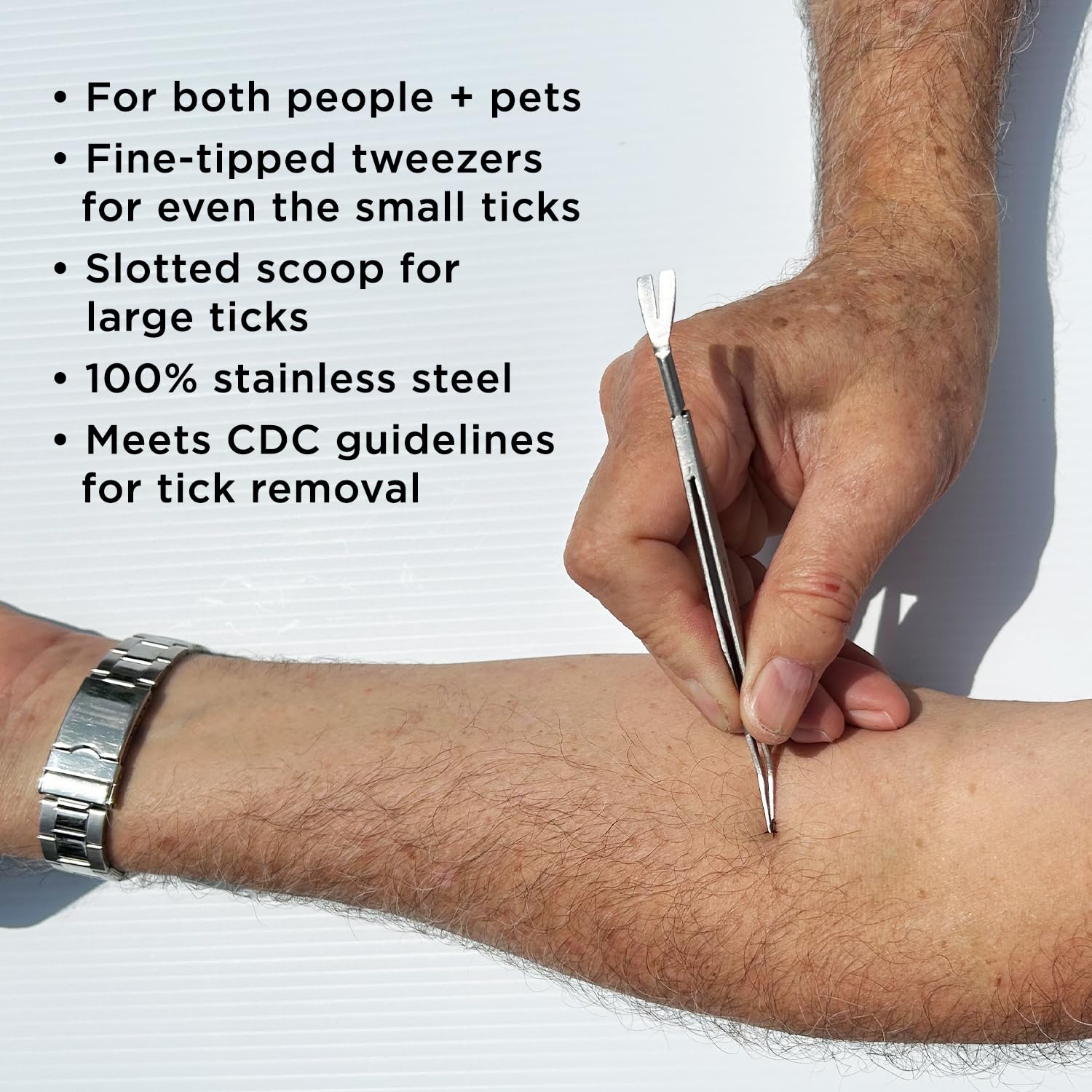 BUG BITE THING slotted scoop targets larger ticks for safe removal.