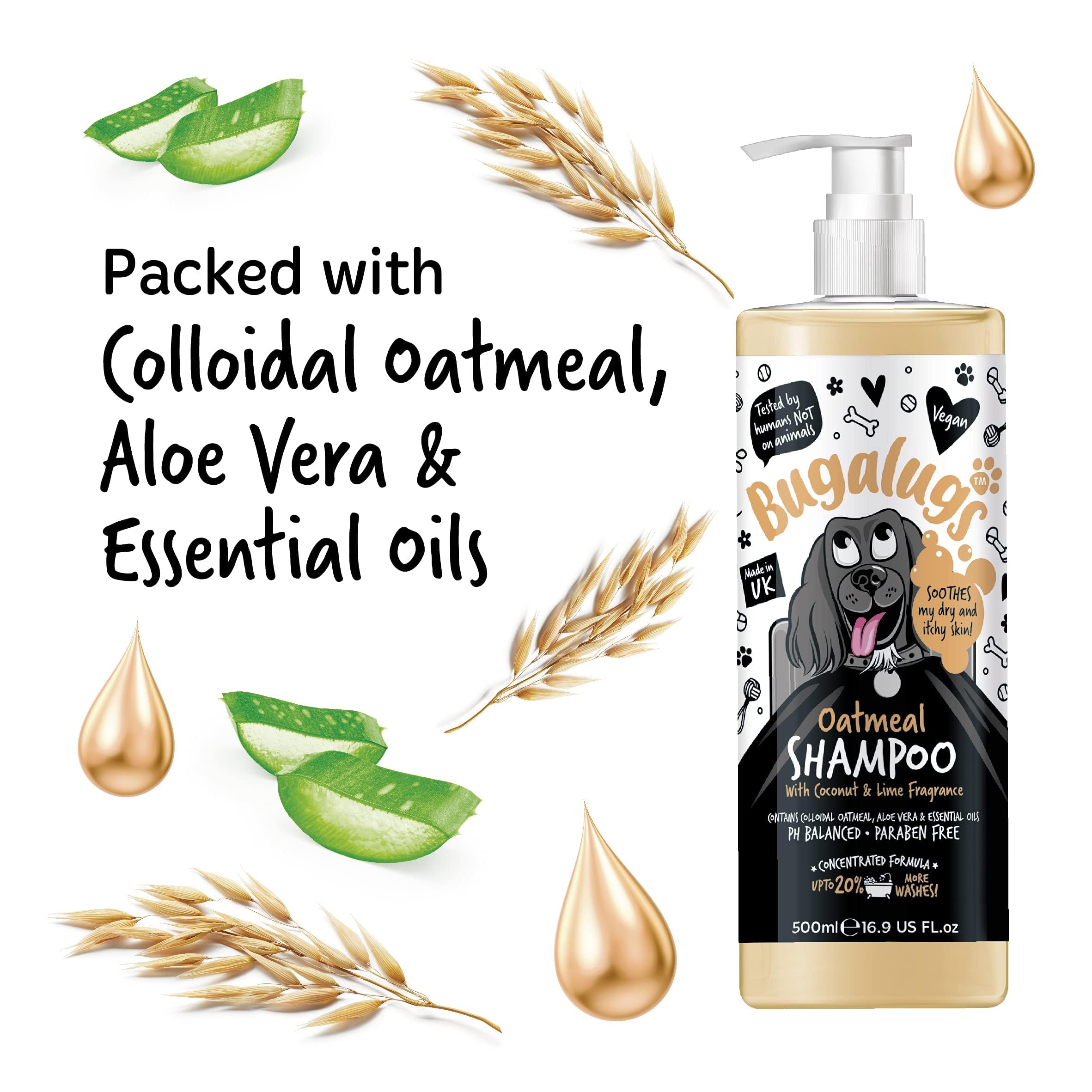 BUGALUGS ingredients feature colloidal oatmeal and aloe vera for soothing skin.