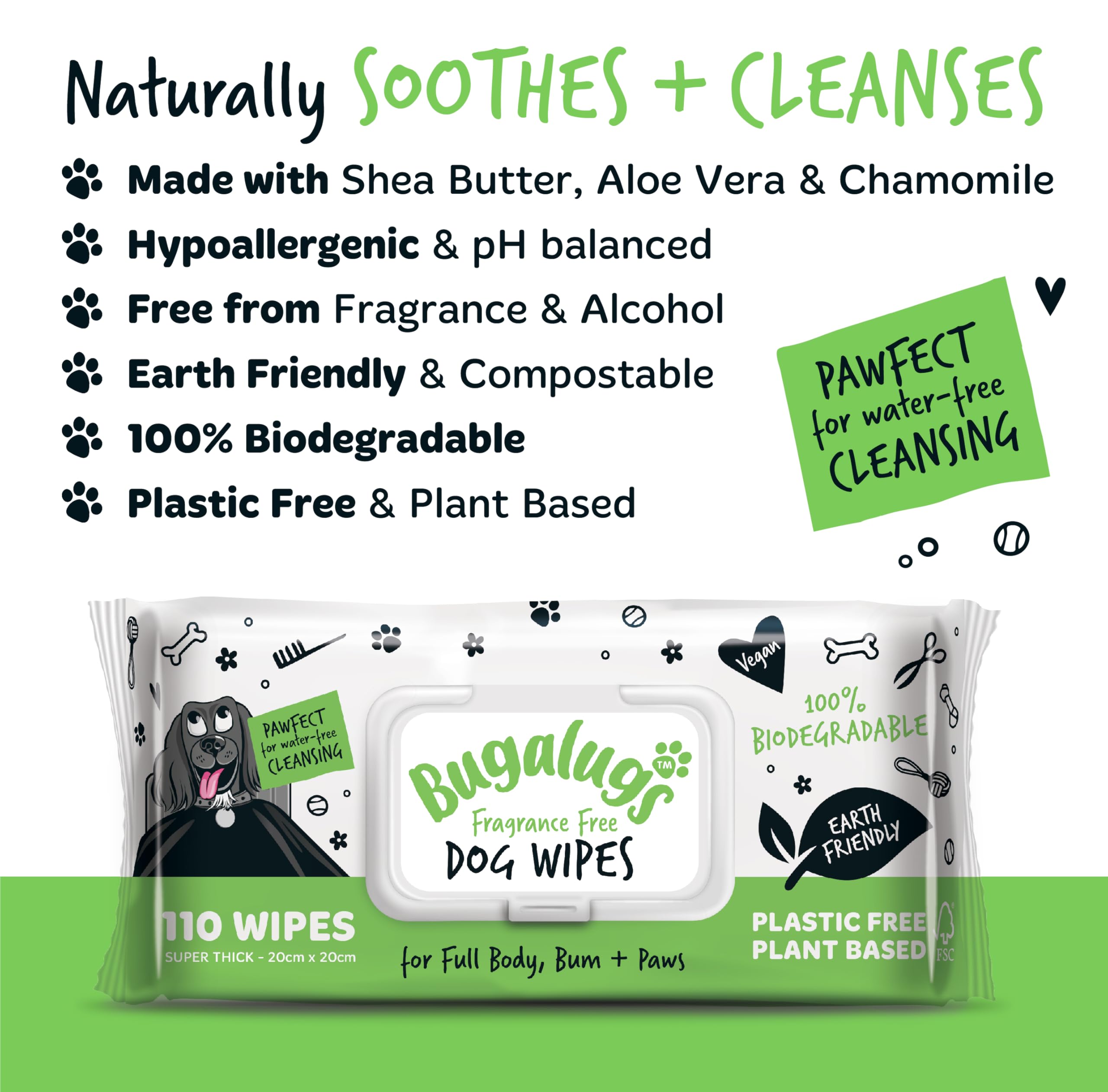 BUGALUGS eye-area wipe demonstrates safe eye-area cleaning with chamomile and aloe