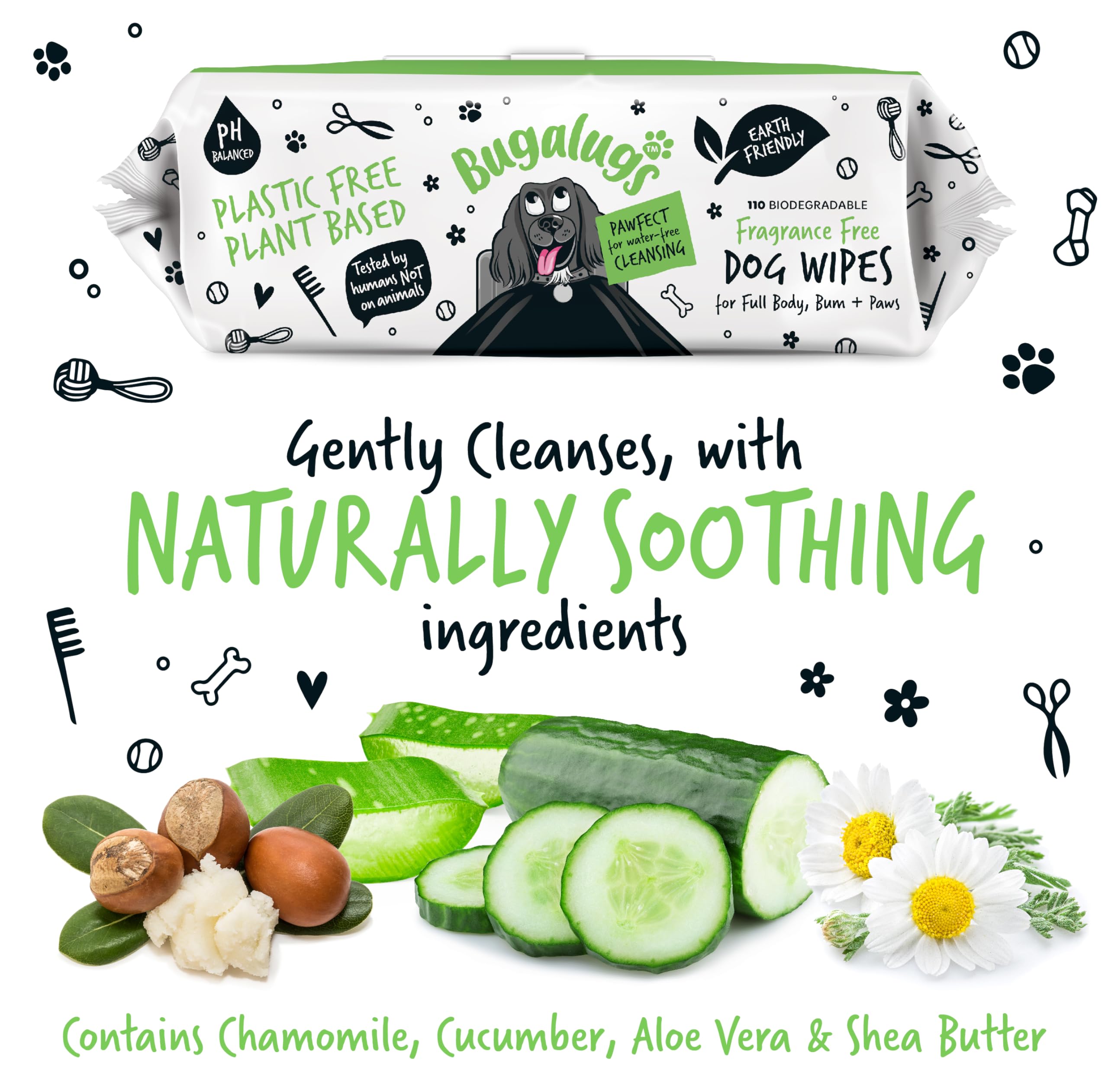 BUGALUGS fragrance-free label highlights fragrance-free, alcohol-free and hypoallergenic formula