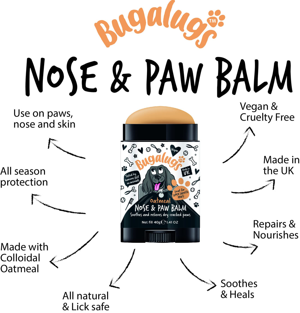 Bugalugs paw protection balm applied on paw showing barrier against elements