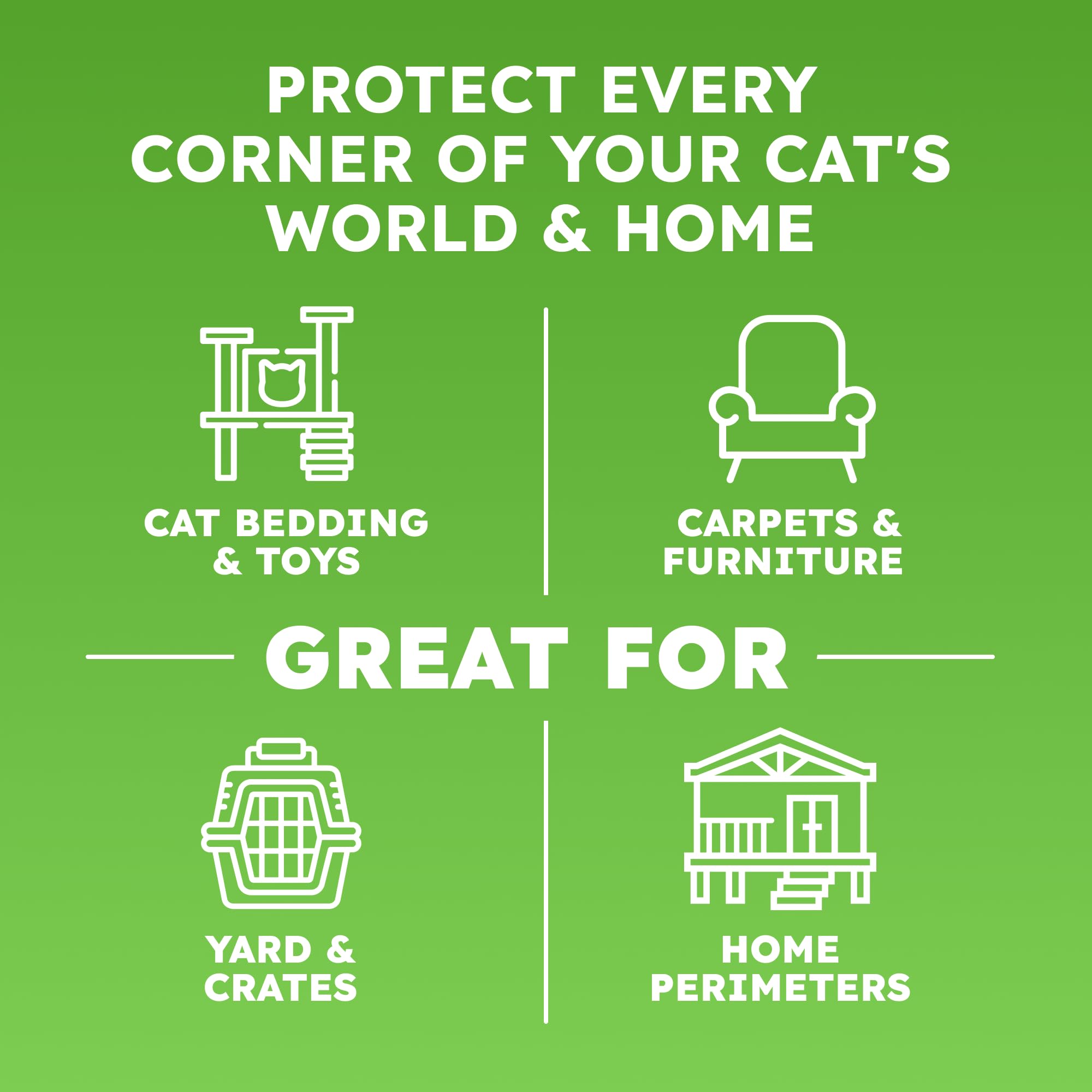 BugMD pet safe flea spray carpets-furniture shows treatment of home areas.