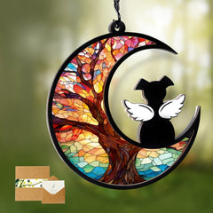 BUHOUHUI dog memorial suncatcher in clear acrylic catching sunlight for memories