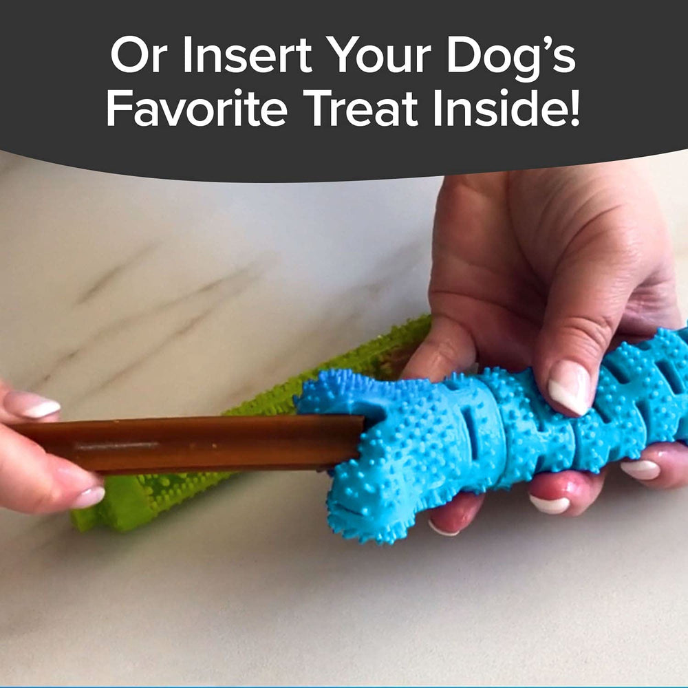 BulbHead BrushBone ultra-durable rubber shown resisting daily chewing and rough play.