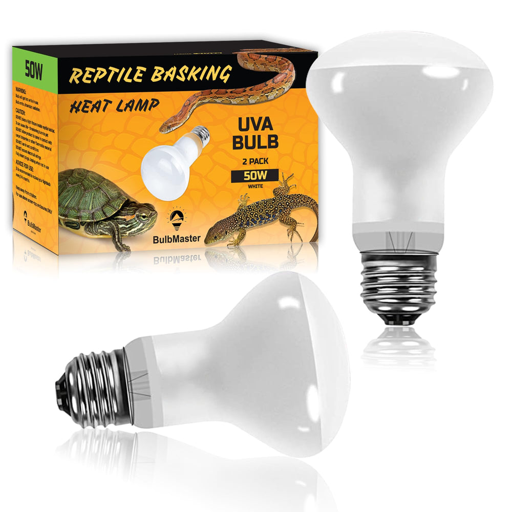 BULBMASTER 50W heat lamp front view provides warm basking for reptiles.
