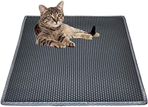 Bulkniu cat litter mat 24x30 gray — smooth surface protects paws and traps litter.