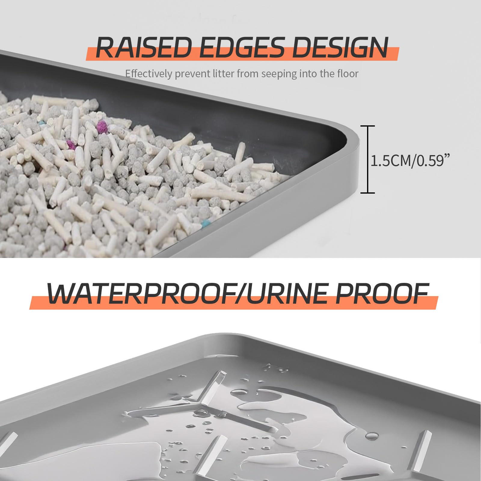 Bulkniu silicone cat litter mat waterproof edges prevent spills and mess.