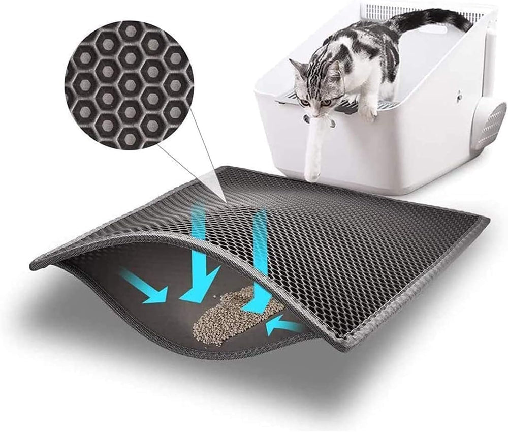 Bulkniu Small Cat Litter Box Mat front view reduces litter tracking.