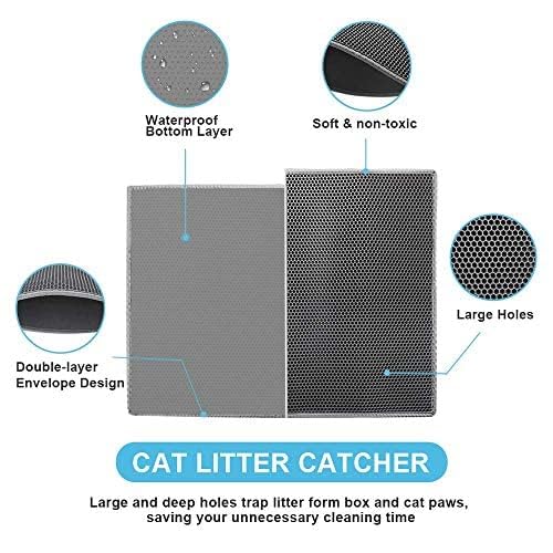 Bulkniu Small Cat Litter Box Mat honeycomb design lets litter fall through and keeps paws clean.