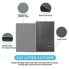 Bulkniu Small Cat Litter Box Mat honeycomb design lets litter fall through and keeps paws clean.