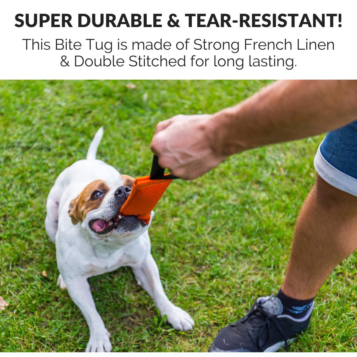 Bull Fit French linen material closeup highlights lightweight, hypoallergenic fabric for safer play.