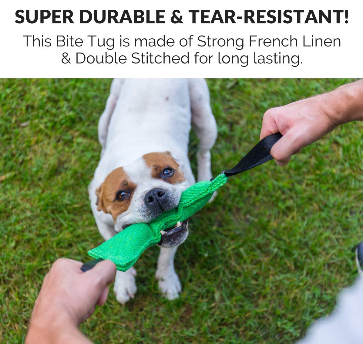 Bull Fit Tug Toy French Linen close-up demonstrates tear-resistance and soft feel