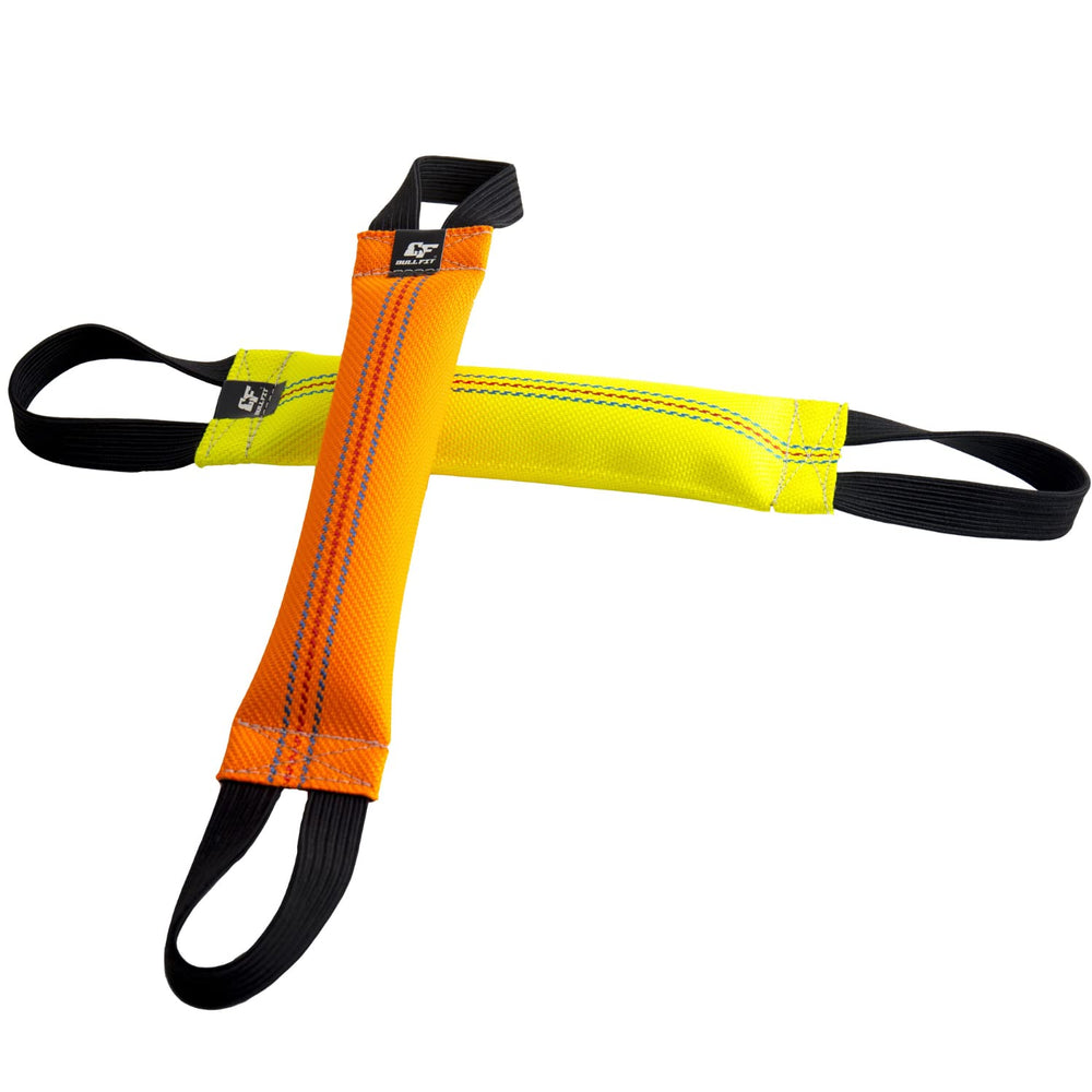 Bull Fit tug toy in use during obedience and agility drills for building drive and focus.