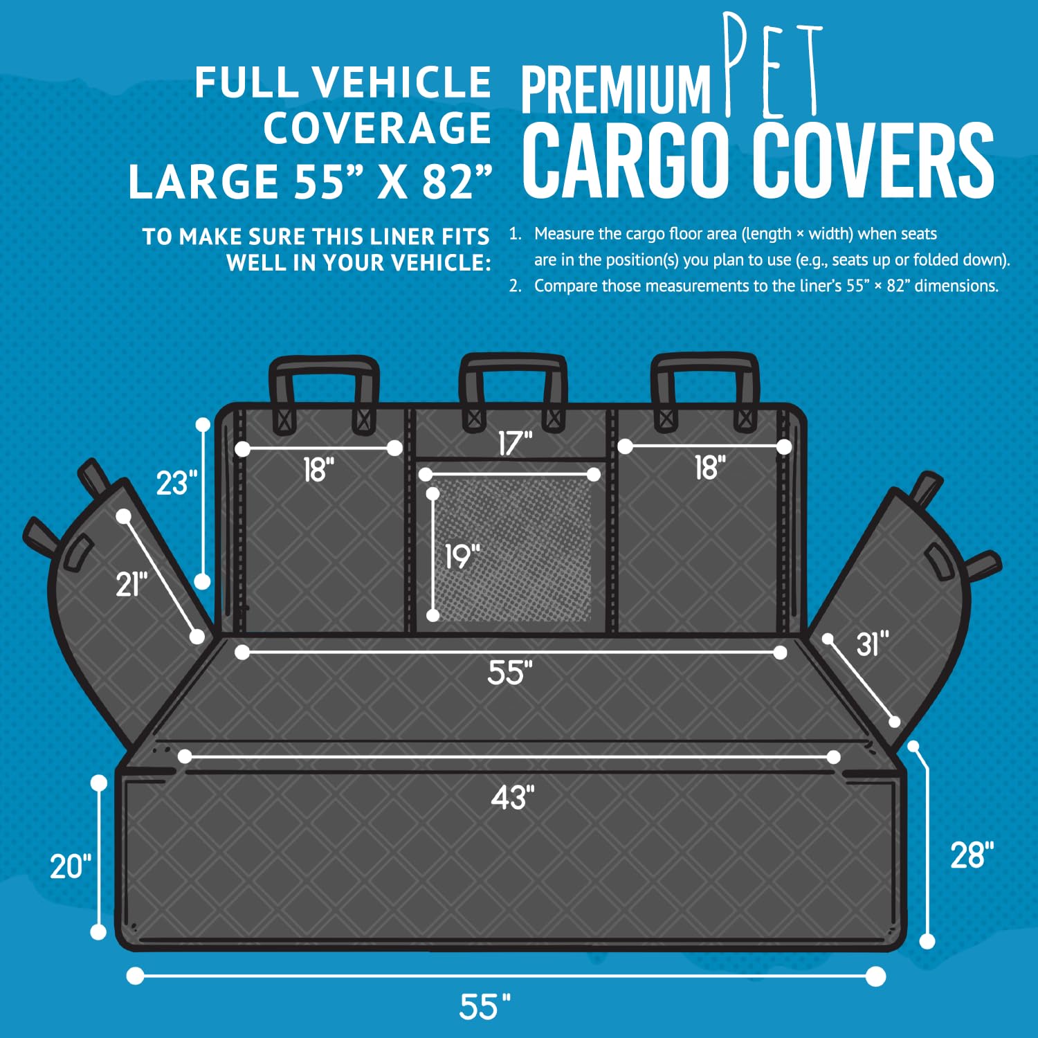 Bulldogology cargo liner features a mesh window for airflow and pet comfort.