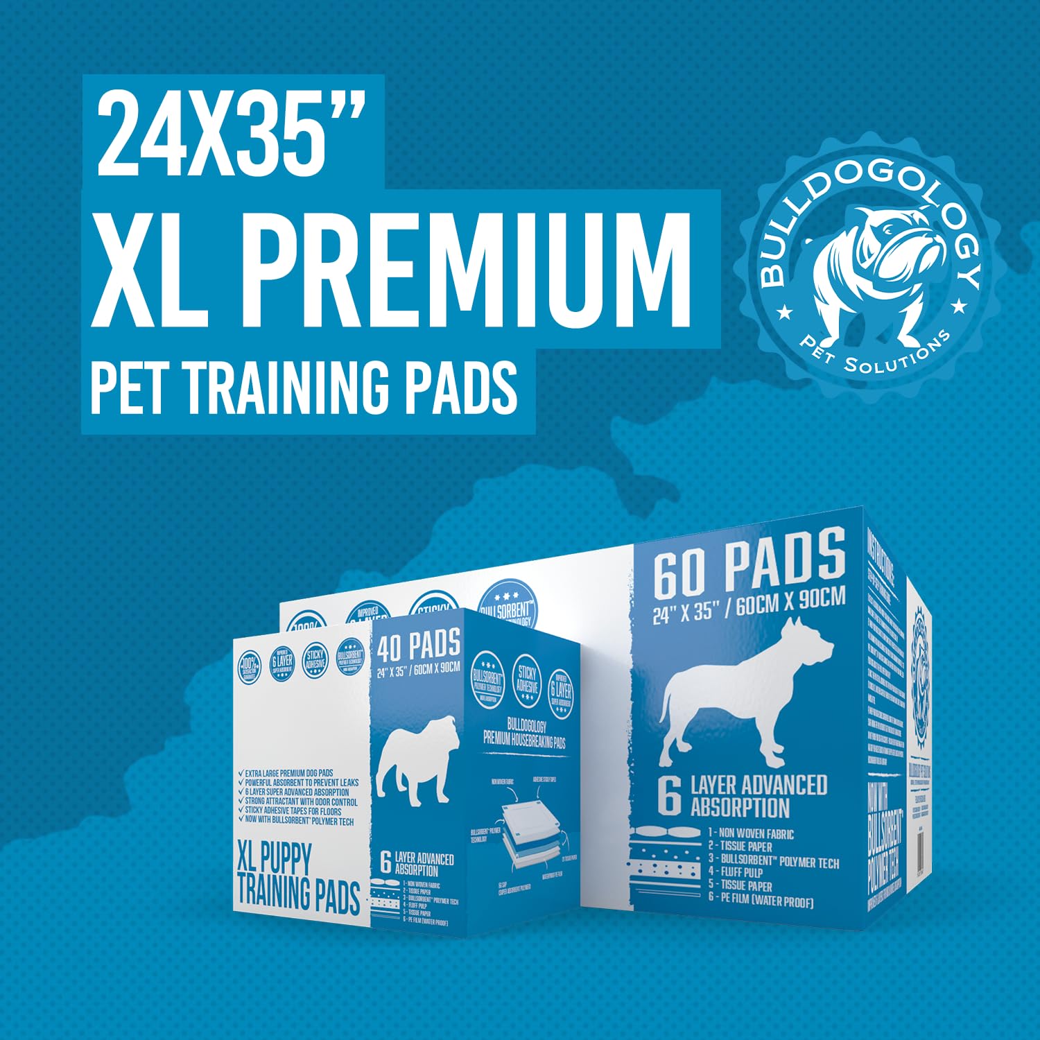 Bulldogology Puppy Pads white design blends with home decor.