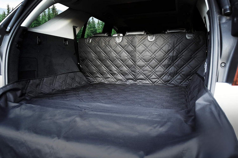 Bulldogology SUV Cargo Liner side flaps protect trunk from fur and mud.