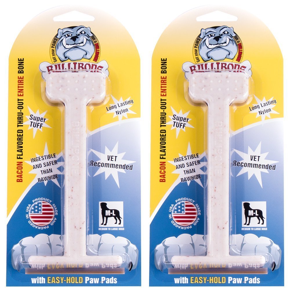 Bullibone dog chew toy tough nylon 2-pack for aggressive chewers promotes durable play.