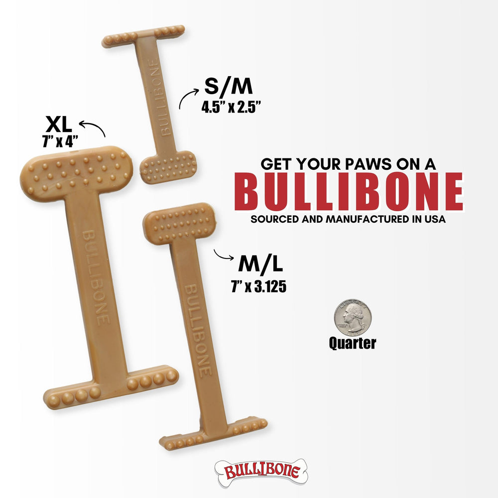 Bullibone durable construction nylon chew toy withstands strong bites and rough chewing.