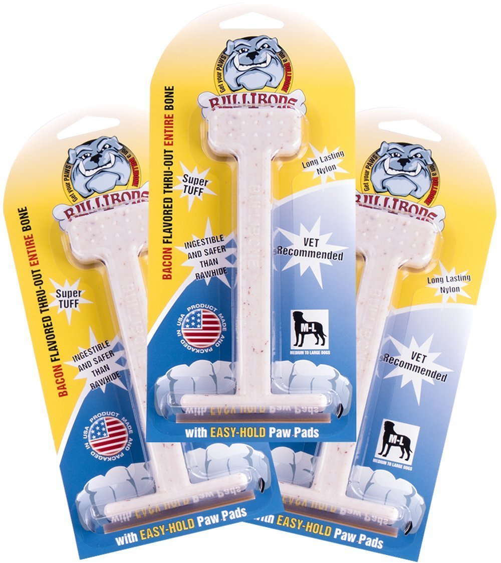 Bullibone nylon dog chew bone with durable bite surface for power chewers