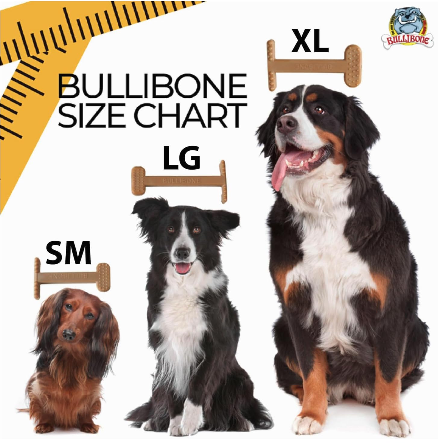 Bullibone textured dental surface cleans teeth and freshens breath during play.