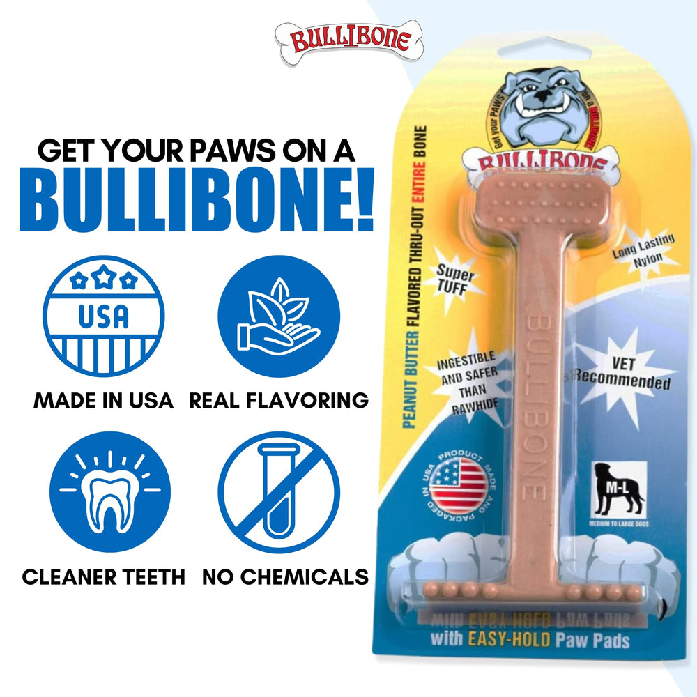 Bullibone textured surface aids dental hygiene by massaging gums and cleaning teeth.