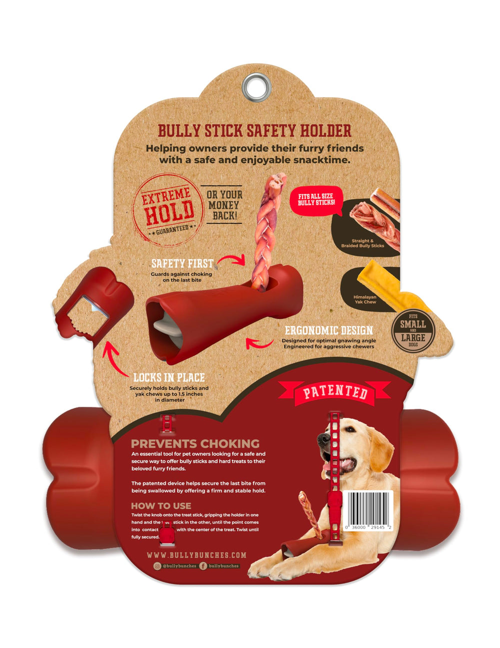 Bully Bunches Mega Hold holder side view emphasizes safety and control