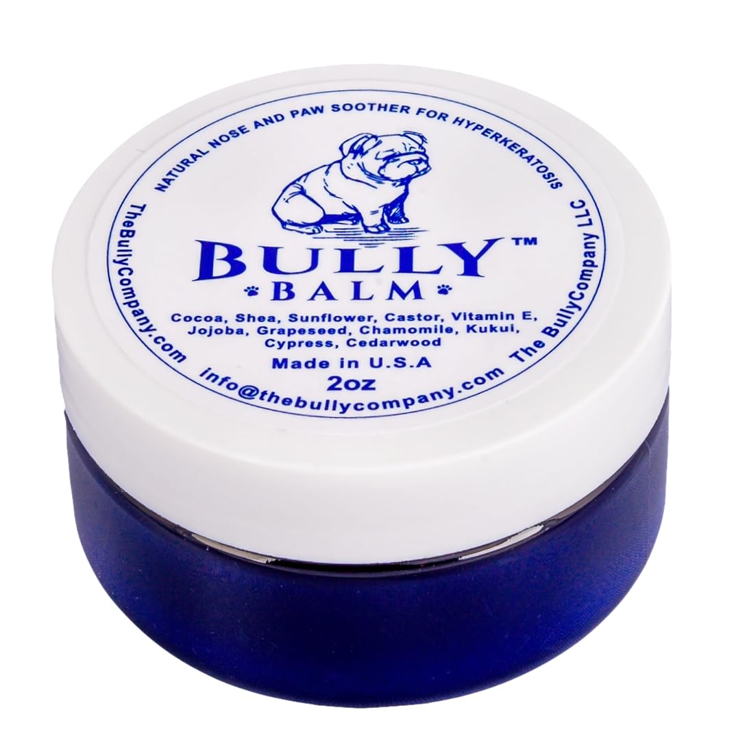 The Bully Company Bully Balm jar closeup for healing dry noses.