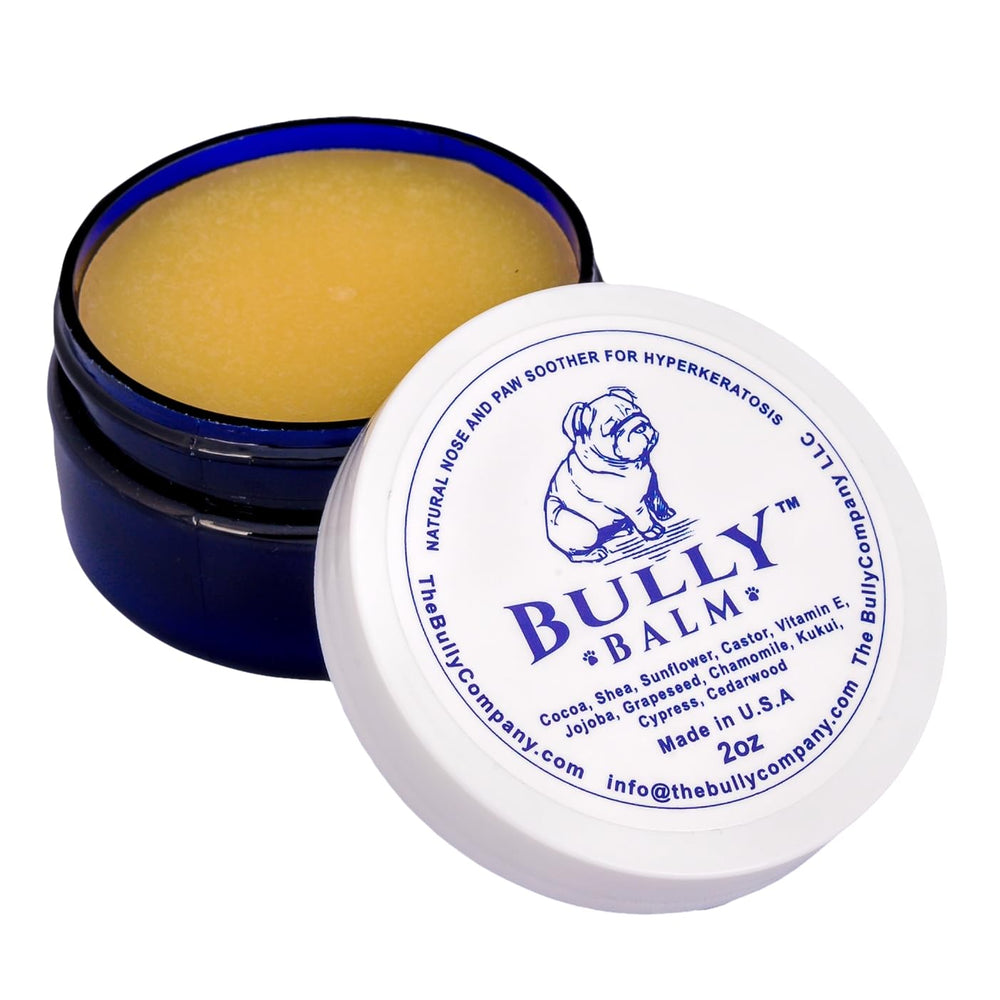 Bully Balm paw application applied to a dog’s paw.