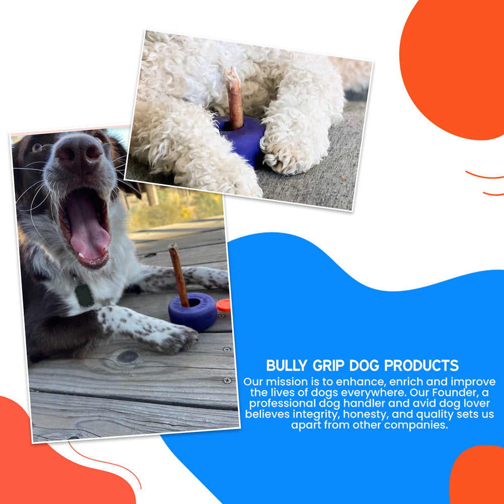 Bully Grip Bully Lok supports bully sticks, yak cheese chews, and collagen treats