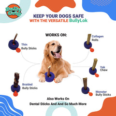 Bully Grip Bully Lok dishwasher-safe feature highlighted for quick post-chew cleaning
