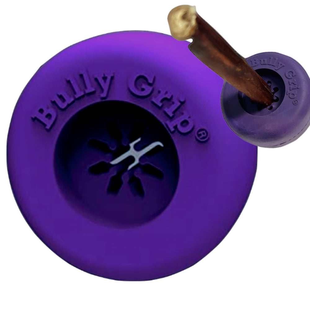 Bully Grip bully-stick-holder-assembly shows secure fit for safe chewing sessions.