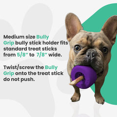 Bully Grip non-toxic natural rubber construction highlights durable chewing.