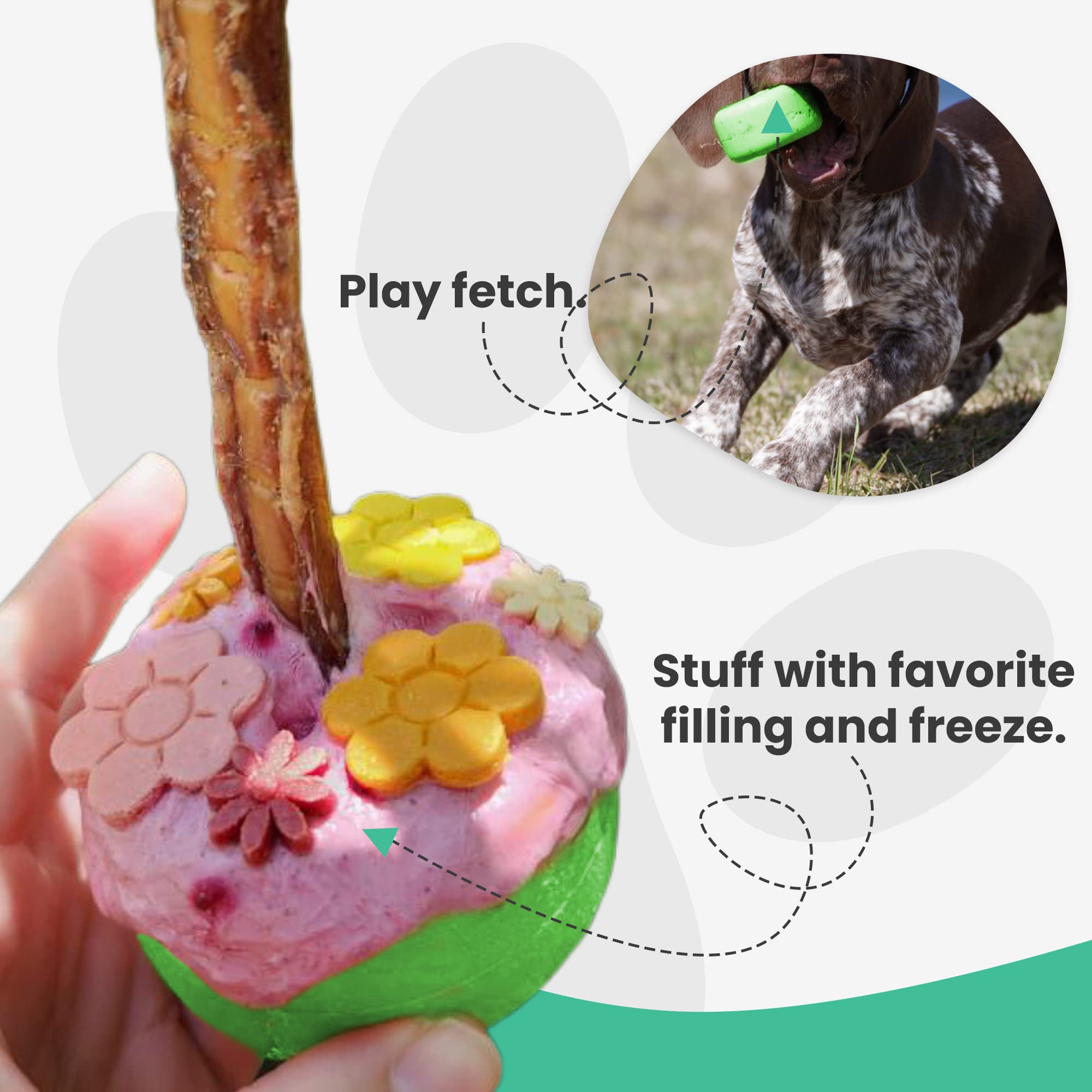 Bully Grip rubber-material emphasizes chew-resistant, non-toxic surface that stands up to strong chewers