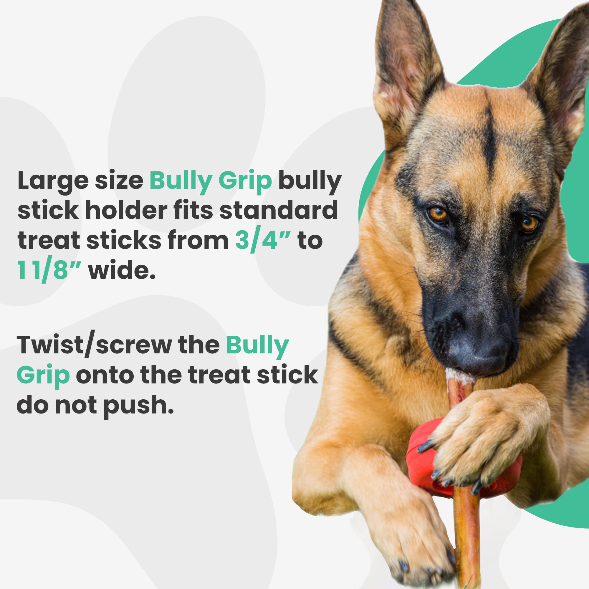 Bully Grip twist-on usage demonstrates easy attachment to the treat stick.