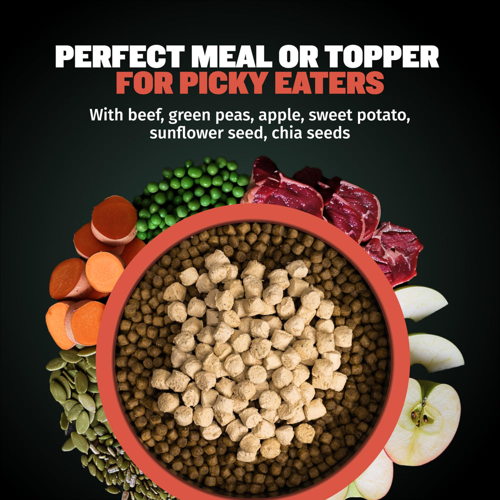 Bully Max toppers on kibble offer a protein-rich meal booster