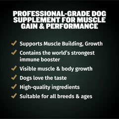 Bully Max Muscle Gain Chews bottle label with 11-in-1 benefits.